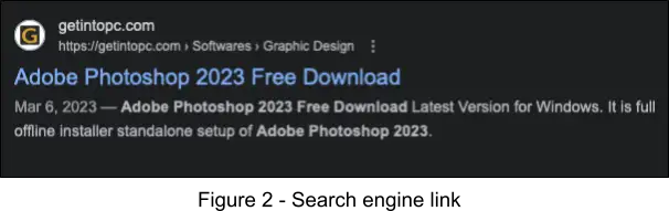 Adobe Photoshop 2023 Free Download search engine link that leads to the Monero cryptocurrency miner, “XMRig”