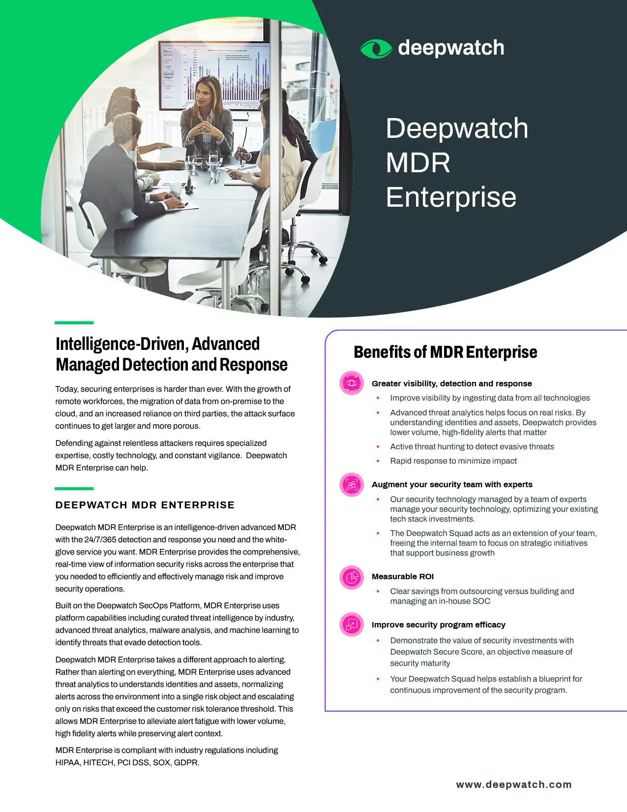 Deepwatch MDR Enterprise datasheet cover