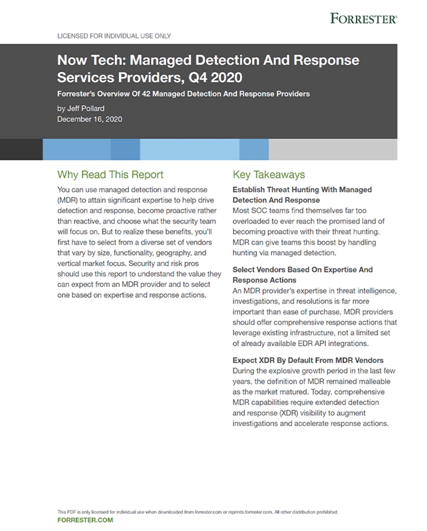 Forrester Report | Now Tech: Managed Detection and Response Services Providers Report