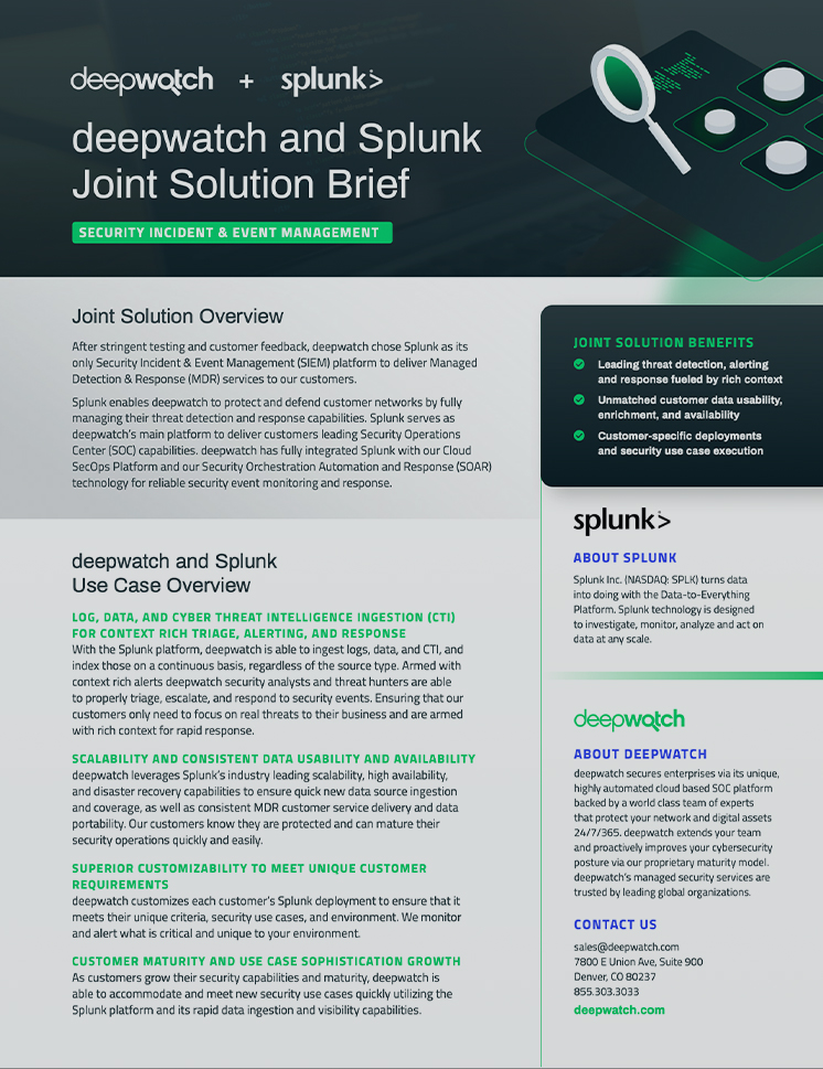 deepwatch and Splunk Joint Solution Brief